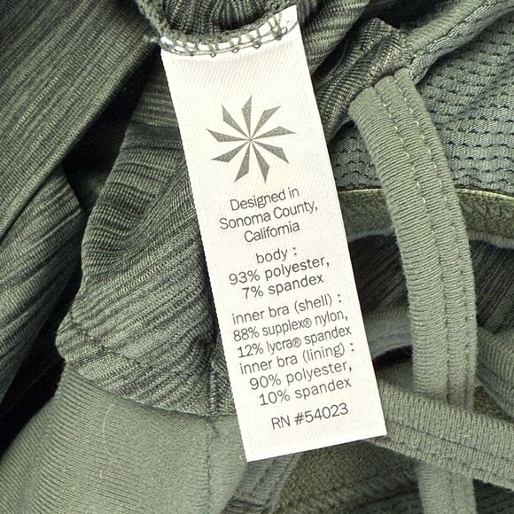 Athleta Energize Tank Top Green Heather Shadow Stripe Women XXS Built-In Bra - Picture 7 of 12